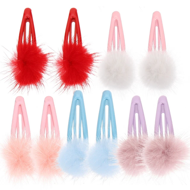 10 Pcs Adorable Hair Clip Hairball Toddler Fluffy Hair Clips Pom Pom Hair Clip