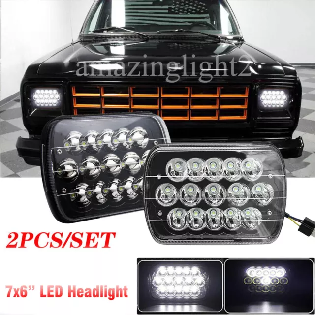 Pair 5x7" 7x6" 240W Fit Dodge D150 D250 D350 Ram 50 H4 LED Headlights Hi/Lo Beam