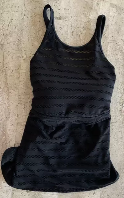 Womens Ava & Viv 16W Black Racerback Tankini Swim Suit Top Lace Built In Bra Pad