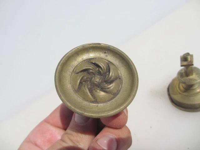 Georgian Brass Cupboard Knobs Drawer Handles Pull Old Antique Victorian Flower