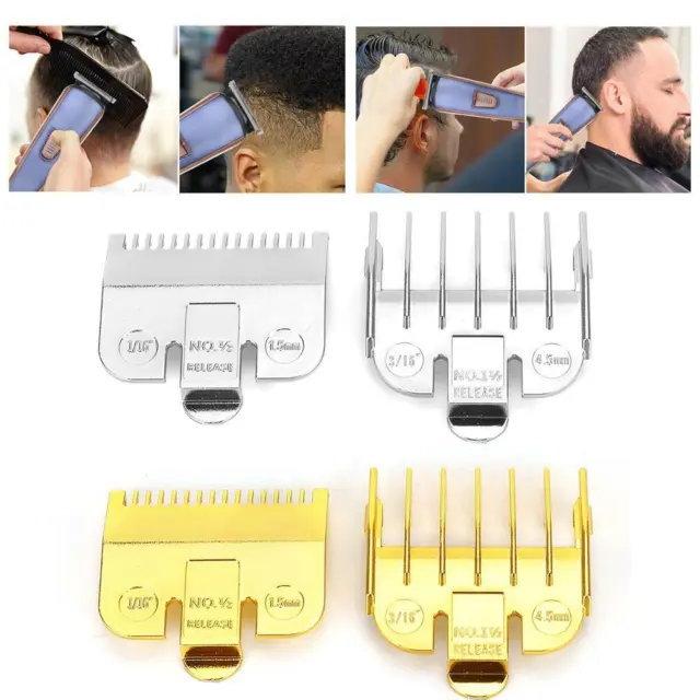 Silver /Gold Professional Hair Clipper Combs Limit Guides Comb Cutting Guards 2X