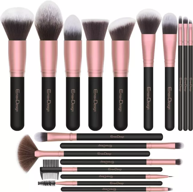 Set 18 Brochas pincel Maquillaje Premium fibra sintetica,mango madera resistente