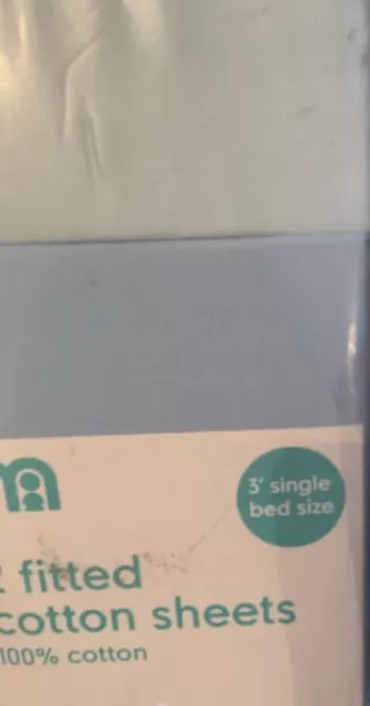 BNIP Mothercare 2 Pack BLUE fitted Sheets for Cot Bed / 3’ Toddler Bed. New