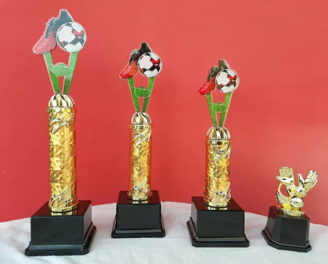 Pokal Pokale 4er Serie Fußball Acryl Torwart +Gravur 30 cm 2020 Top NEUHEIT