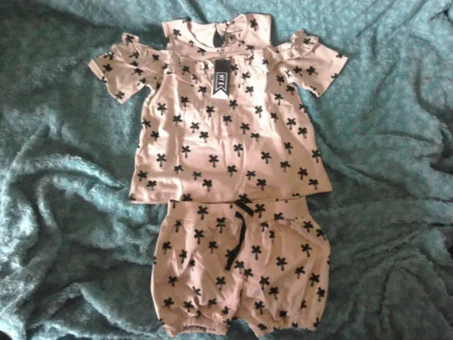 GIRLS My K Palm Trees Top & Shorts Set 6-7 Years Mothercare PINK 2 PIECE OUTFIT