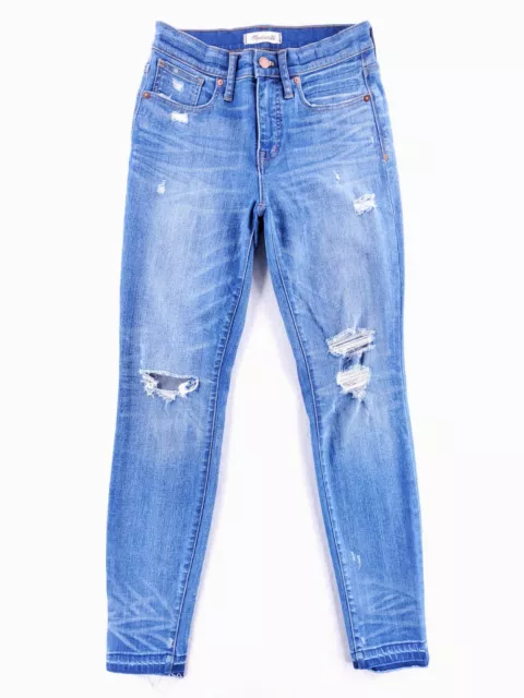 Madewell 9" High Rise Skinny Distressed Stretch Denim Blue Jeans Women's Size 26