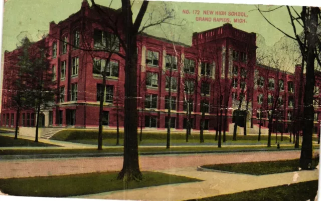 Vintage Postcard- High School, Grand Rapids, MI Early 1900s