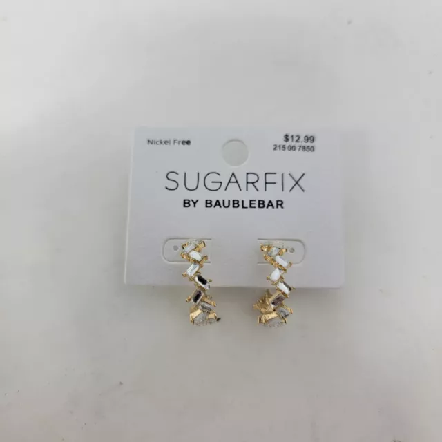 NEW Sugarfix by Baublebar Crystal Gold Hoop Womens Earrings