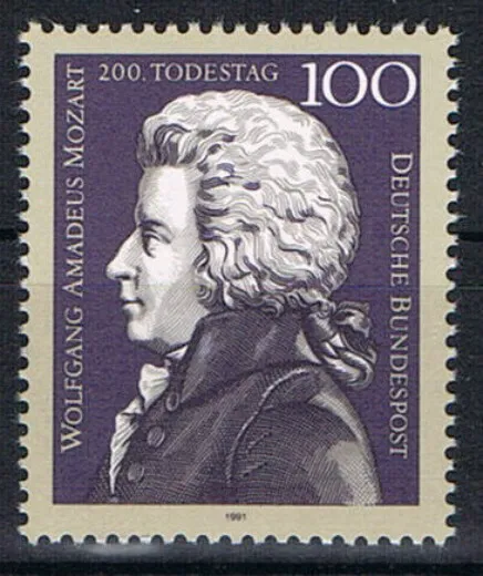 Einzelmarke Block  26 ** , postfrisch, BRD 1991, Nr. 1571, W.A. Mozart