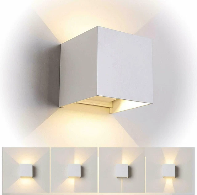 Coppia Applique Cubo Led 6W Faro Faretto Lampada da Parete colore bianco o nera