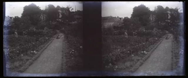 France Famille c1935 Photo NEGATIVE Stereo Plaque verre Vintage V36L2n6