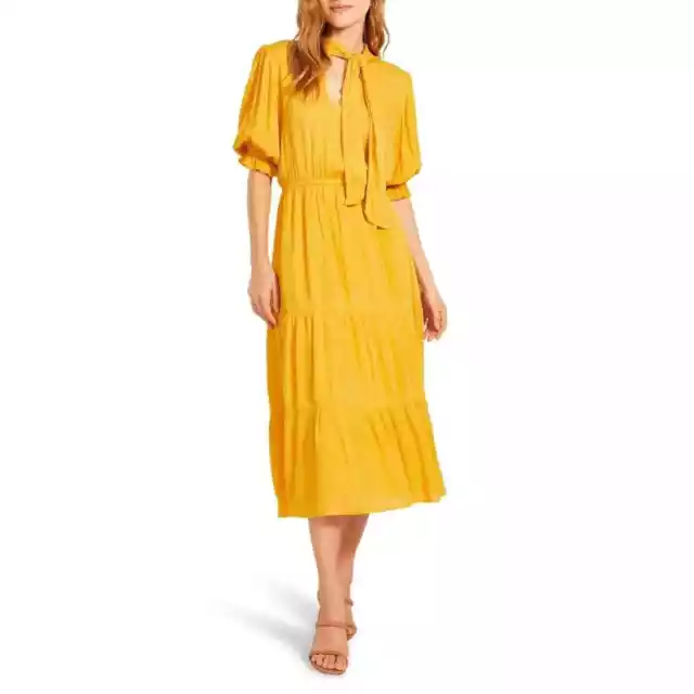 BB Dakota x Steve Madden Tumeric Hidalgo Tie Front Midi Dress Size S