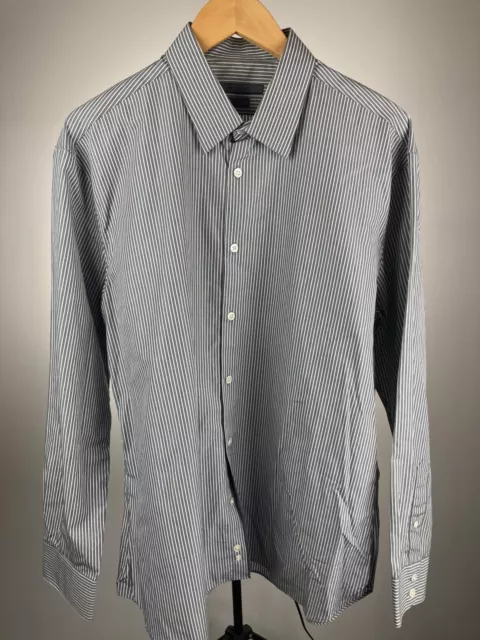 John Varvatos Gray & White Dress Shirt Slim Fit 16 1/2 32/33