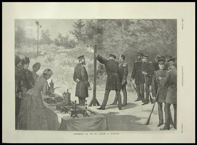 Gravure Empereur Guillaume Tir De L'aigle  Potsdam 1888