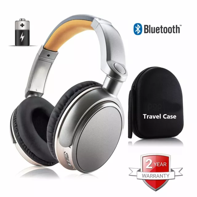 Wireless Bluetooth Headphones Over the Ear with Super Bass, Carry Case audifonos