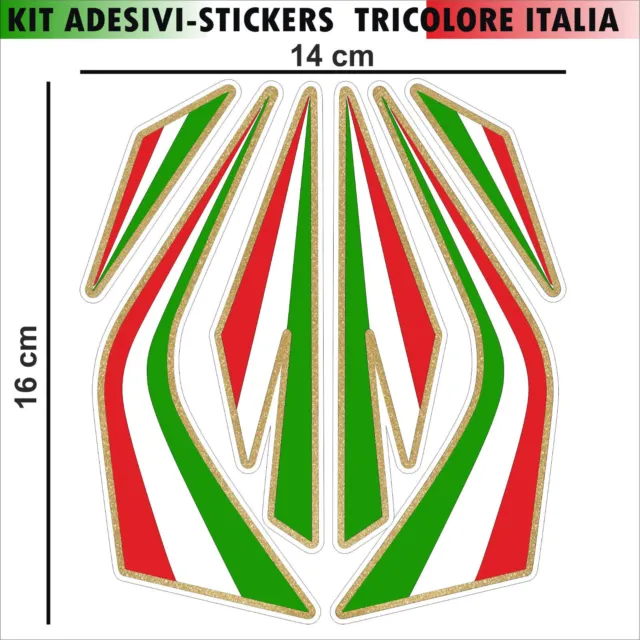 Kit 6 adesivi fascia tricolore filetto oro cupolino codone moto italia moto 2196