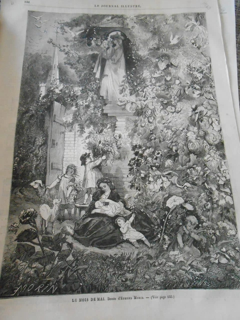 Gravure 1866 Le Mois de Mai dessin edmond Morin