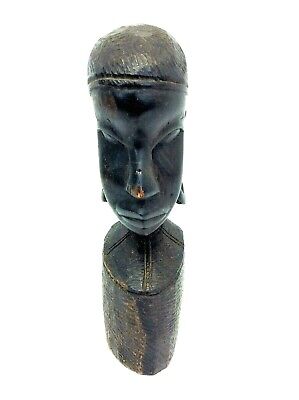 Carved Old African Solid Wood Carving Female Bust Figure Art Artwork