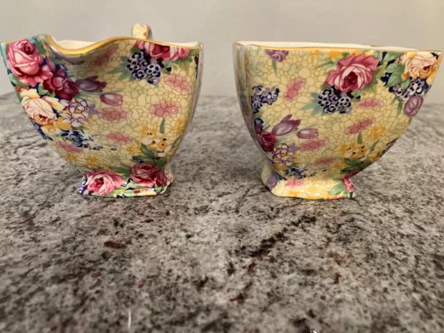 New Royal Winton Grimwades Ltd. England "Welbeck" Chintz Set Of Sugar & Creamer