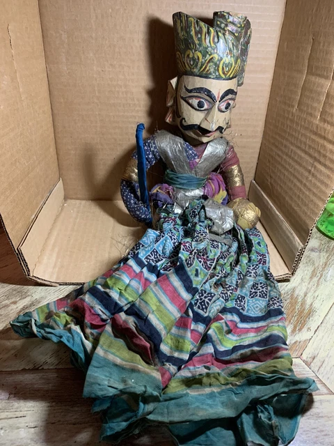Vintage Burmese Indonesian Thai Puppets Marionettes Dolls Males Wooden Heads