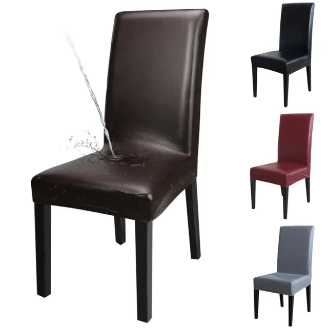 1/4/6/8 PCS PU Leather Premium Chair Covers Stretch Dining Room Seat Slipcovers