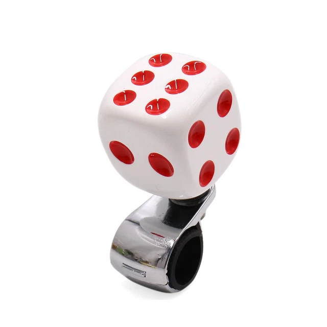 White Dice Shape Design Steering Wheel Knob Power Handle for Auto Car