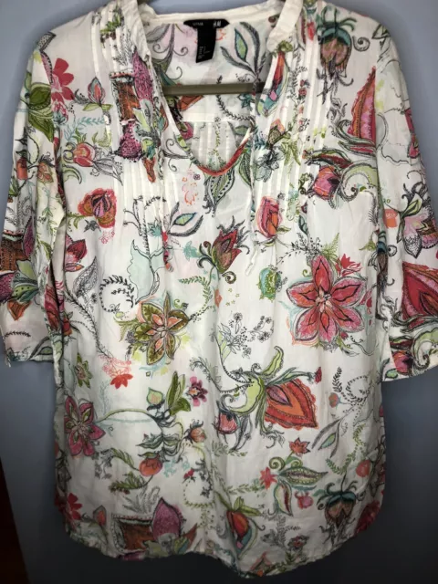 H And M Mama Maternity Boho Peasant Blouse Ladies Size Small