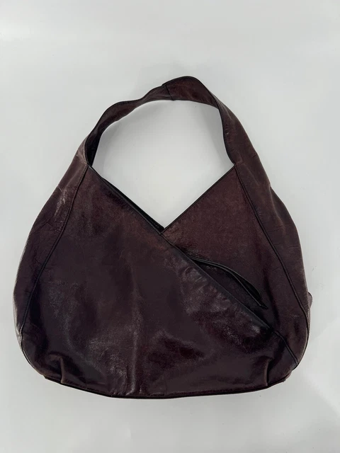 Hobo International Brown Leather Hobo Bag Leather Asymmetrical Magnetic Zipper