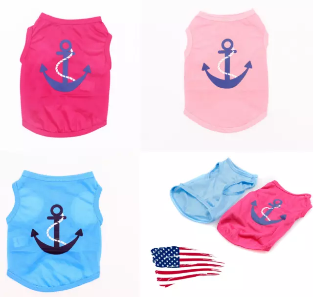 Small Pet Dog Cat Summer Anchor Vest Clothes Cute Puppy T-Shirt Coat Apparel