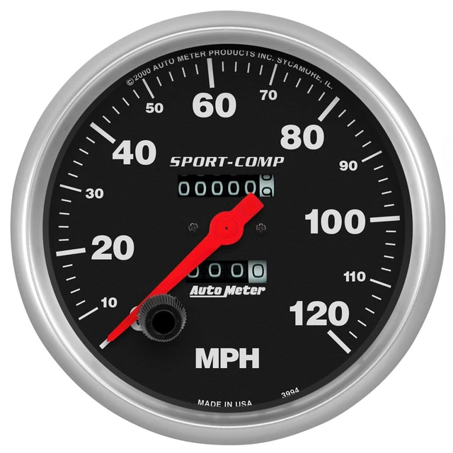 Autometer 3994 Sport-Comp In-Dash Mechanical Speedometer 5" 120 Mph