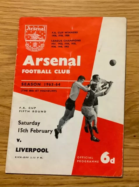 Arsenal v Liverpool FA Cup 5th Round 15/02/1964