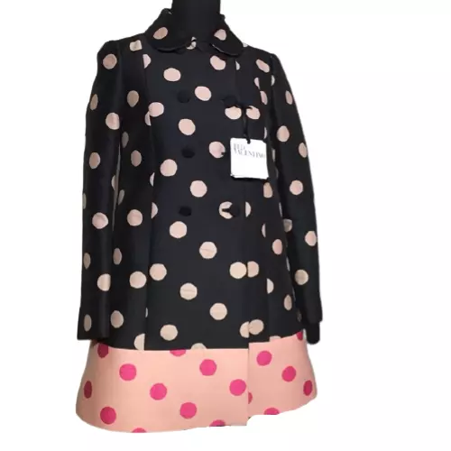 RED Valentino double breasted Cappotti dot coat Black/Pink Size 40 DH014 UU 06