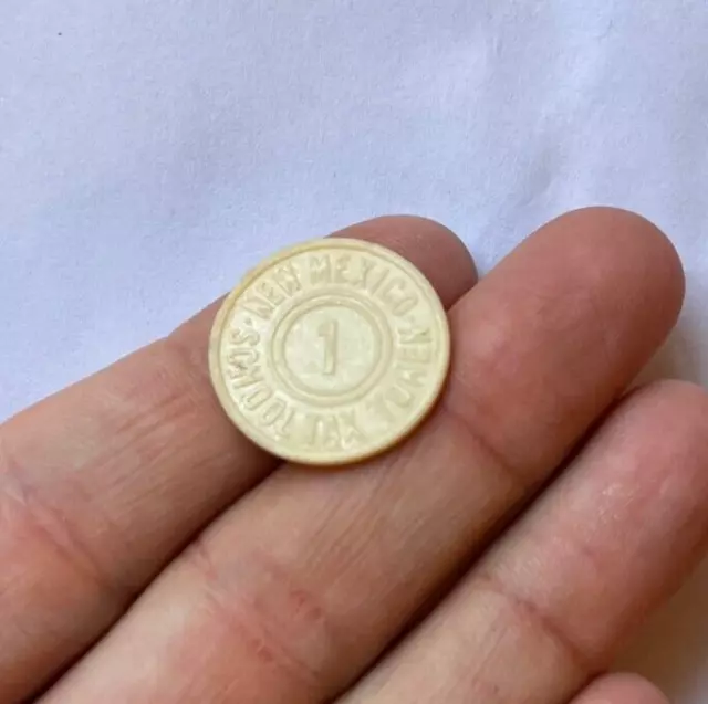 Rare White Fiber 1-Mill School Tax Token from New Mexico 1930s era