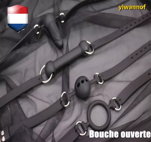 Baillon BDSM Bouche Ouverte Anneau O-ring Réglable Sangles Domination Esclave FR
