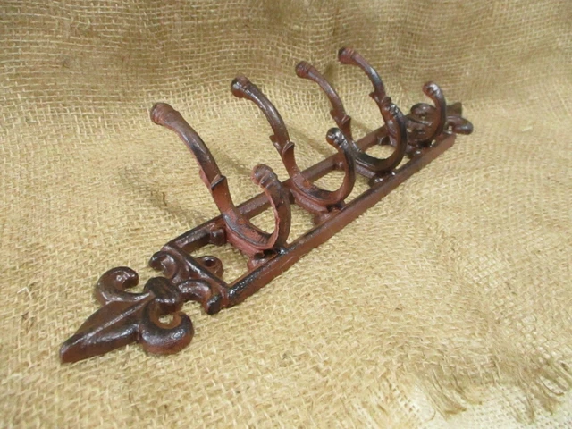 Cast Iron Fleur De Lis Coat Rack Key Holder Wall Mounted Coat Rack Antique Style