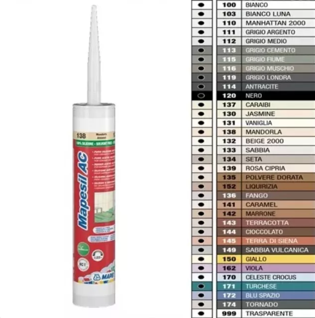 Mapei Mapesil Ac Silicone Per Fughe Colorato Acetico Sigillante Antimuffa 310 Ml