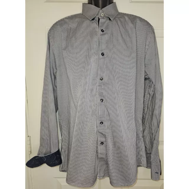 $155 Stone Rose Mens Striped Button-Up Print Shirt 5/XL 2