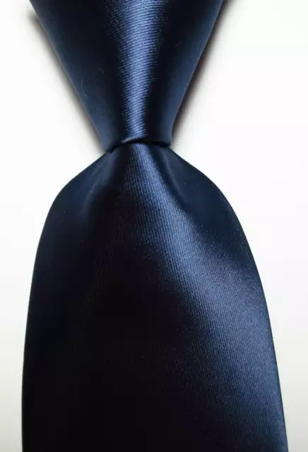 New Classic Solid Dark Blue JACQUARD WOVEN 100% Silk Men's Tie Necktie