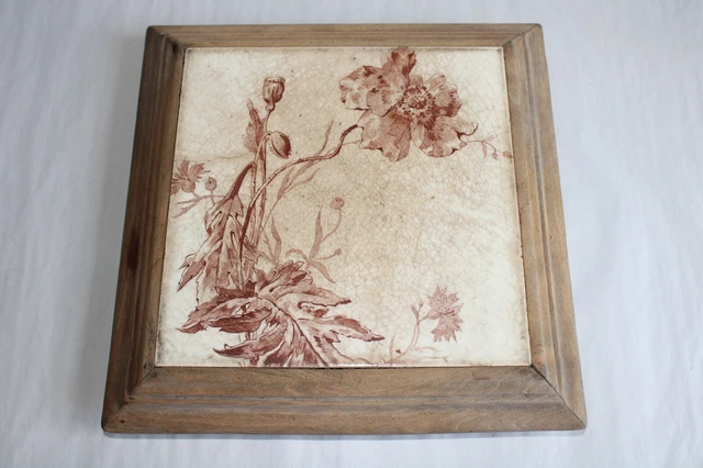 Ancien dessous de plat faïence de Gien ou Sarreguemines  décor coquelicot