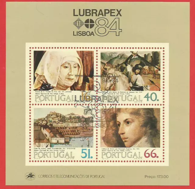 Briefmarkenausstellung LUBRAPEX 84 Gemälde Nationalmuseum Block 44 Portugal