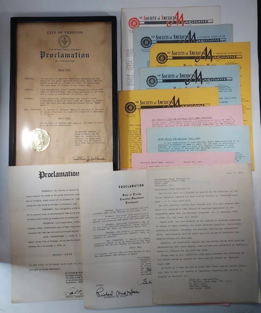 Vtg Lot Magic Week 1970s S.A.M. Society American Magicians Original Proclamation