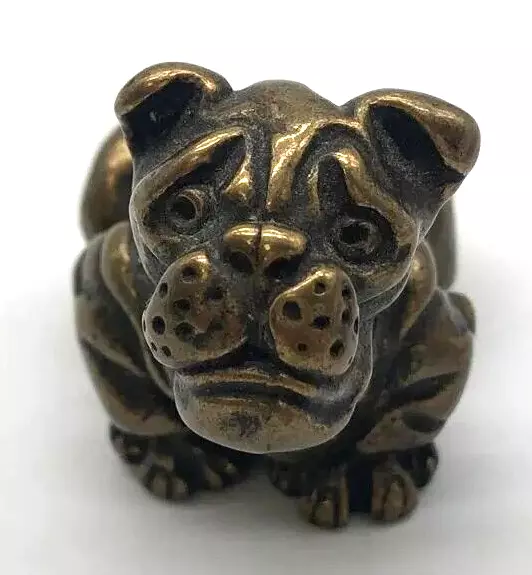 Beautiful Antique used old bronze figurine "Dog", vintage size 3.5 cm gift