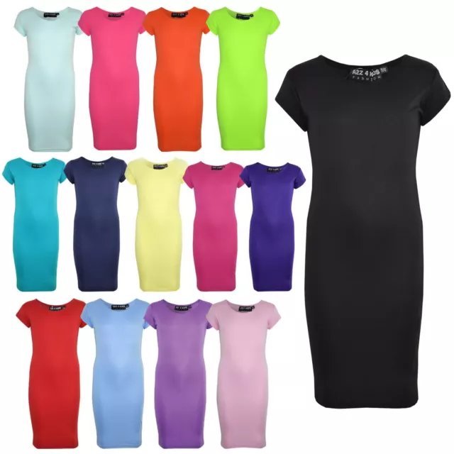 A2Z 4 Kids Bodycon Plain Midi Dress Party Costume Casual Dress Children Girls