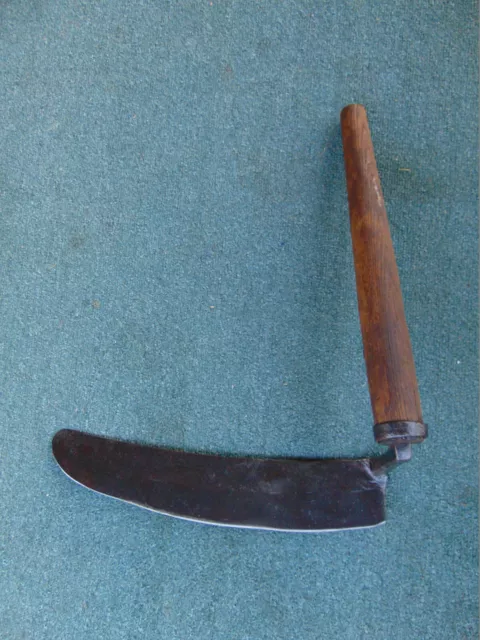 Antique Primitive Hand Forged Iron Crop & Hay Knife Tool Farmers Arms 16" Blade