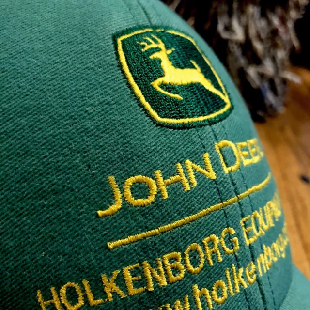 JOHN DEERE Green Embroidered Snapback Trucker Mesh Cap Holkenborg Dealer Hat