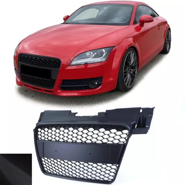 Waben Kühlergrill ohne Emblem Schwarz matt für Audi TT 8J Vorfacelift 06-10