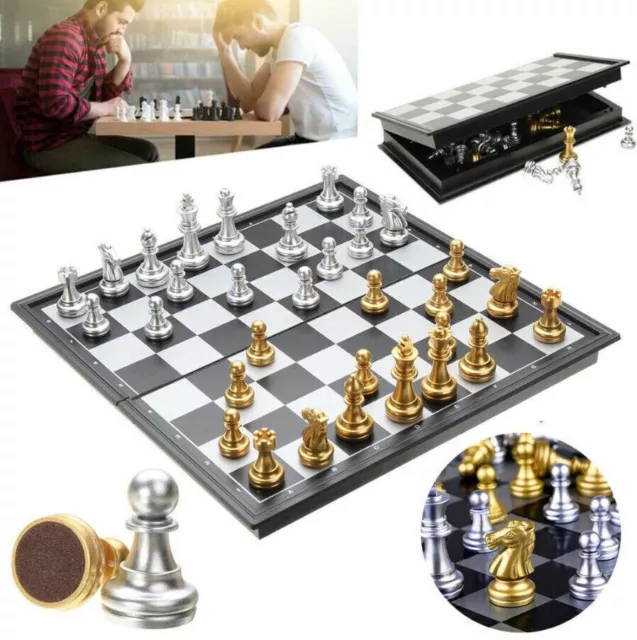 Schachspiel 2 in 1 Schach magnetisch Metall Schachfiguren + Schachbrett klapLOVE