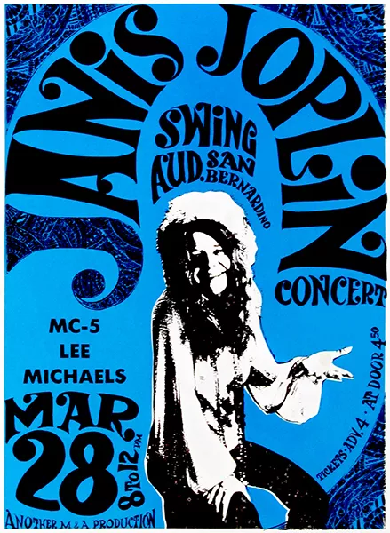 Janis Joplin - MC-5 - Swing Auditorium - 1969 - Concert Poster