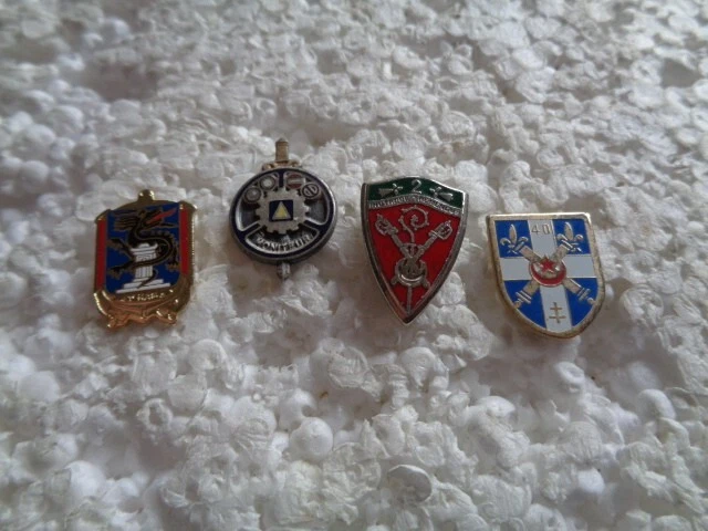 Job lot of 4 Regimental Log Military Shield shaped metal lapel pins