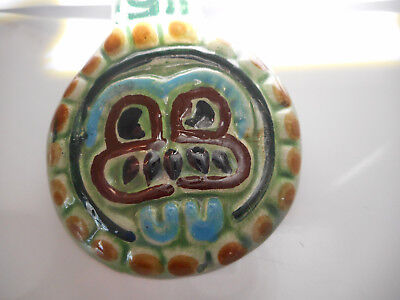 Handmade from Mexico - Ceramic BROOCH/PIN - MASK OF CAT - el gato!!!! FOLK ART